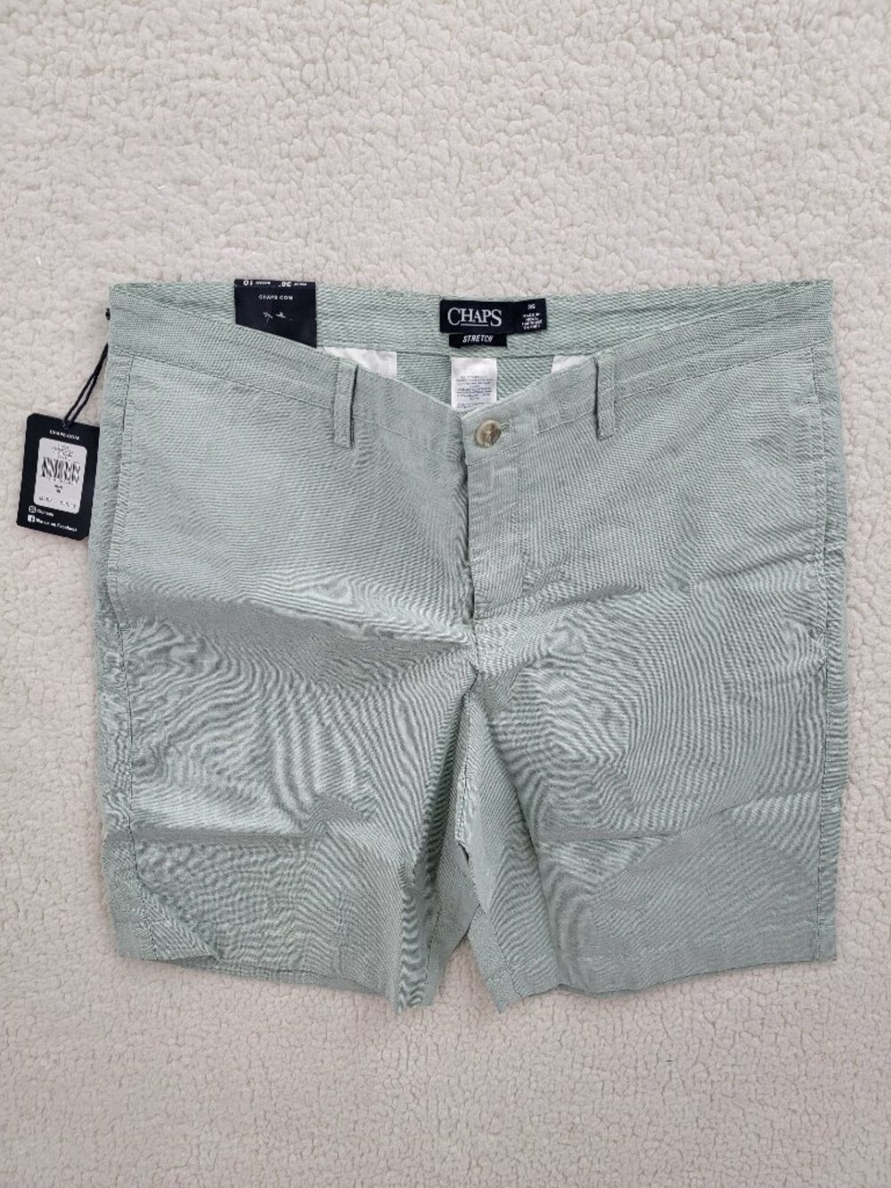 Chaps Men's Stretch Chino Shorts Size 36 Light Green Comfort Waistband NWT